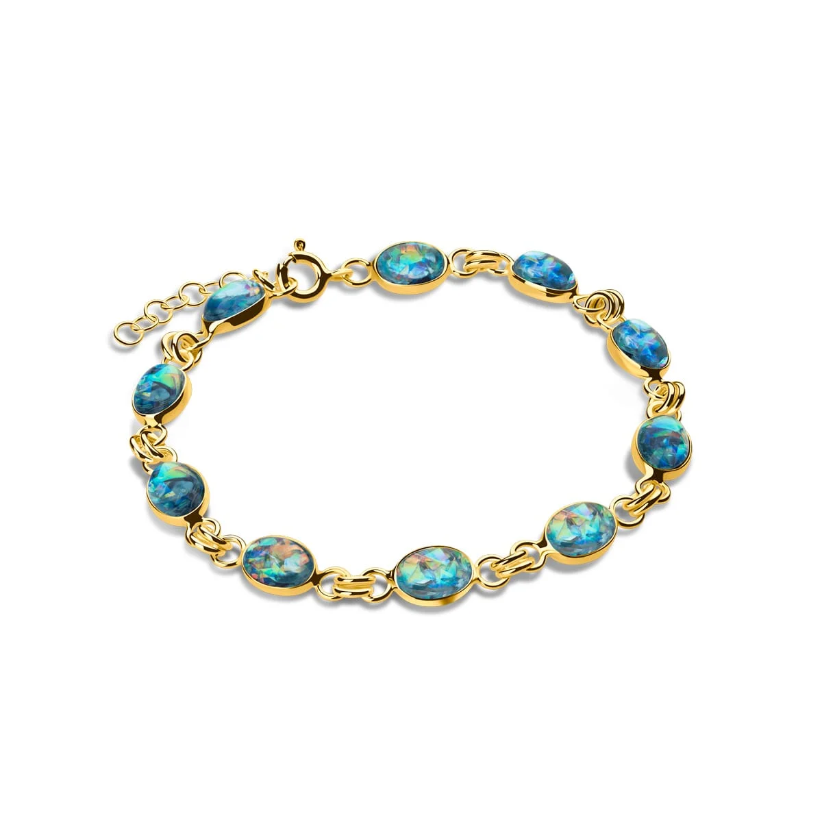 Bransoletka pozłacana stone opal morski