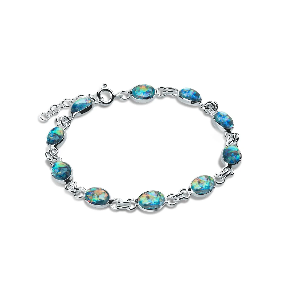 Bransoletka srebrna stone opal morski