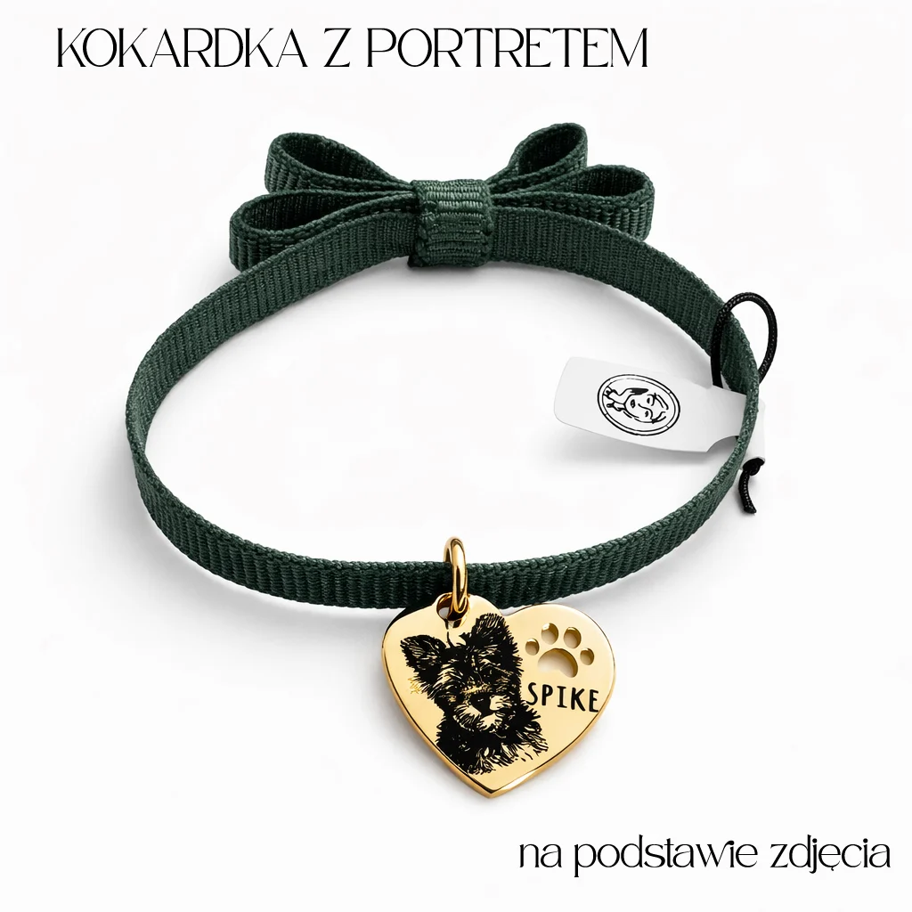 Bransoletka wstążka ze zdjęciem Twojego pieska na sercu z łapką z grawerem i dedykacją