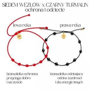 Czerwone 7 Węzłów x Czarny Turmalin ochrona i odcięcie komplet