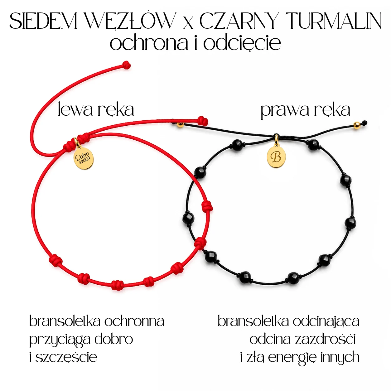 Czerwone 7 Węzłów x Czarny Turmalin ochrona i odcięcie komplet