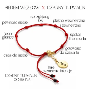 Czerwone 7 Węzłów X Czarny Turmalin talizman ochrony i wewnętrznej siły
