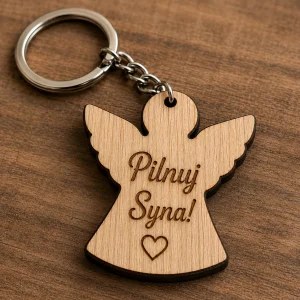 Drewniany Brelok z grawerem Pilnuj Syna