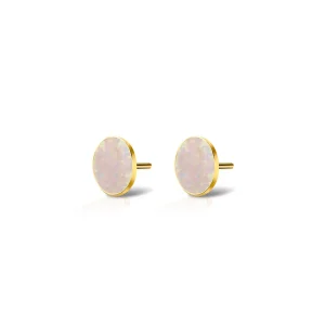 Kolczyki pozłacane oval opal biały