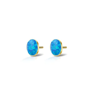 Kolczyki pozłacane oval opal turkusowy