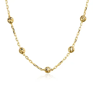Łańcuszek pozłacany ankier z kulkami diamentowanymi 60 cm