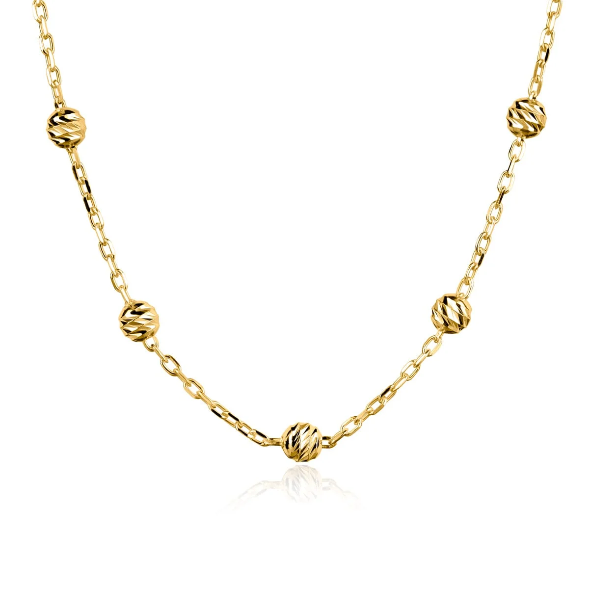 Łańcuszek pozłacany ankier z kulkami diamentowanymi 60 cm
