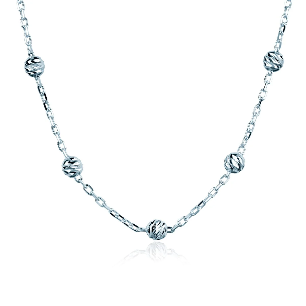 Łańcuszek srebrny ankier z kulkami diamentowanymi 60 cm