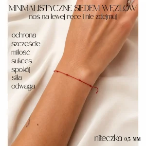 Minimalistyczna Czerwona Nitka 7 Węzłów – Ochronny Amulet na Co Dzień Niteczka 0,5 mm