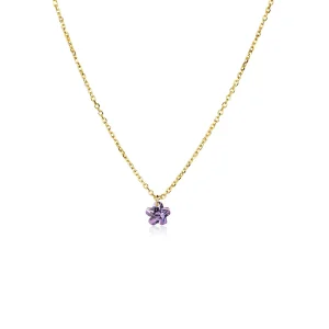 Naszyjnik celebrytka pozłacana crystal flower lila