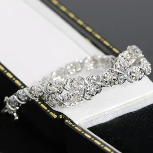 Złota bransoletka z diamentami 0.80ct 17cm białe złoto 9K