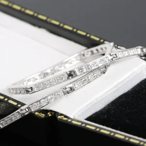 Złota bransoletka z diamentami 0.95ct 18cm białe złoto 18K
