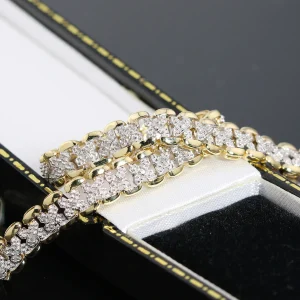 Złota bransoletka z diamentami 19cm dwukolorowa 9K
