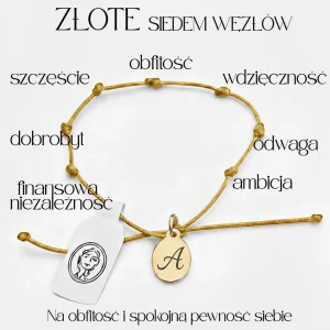 Złote 7 węzłów na obfitość dobrobyt i spokój z grawerowaną intencją